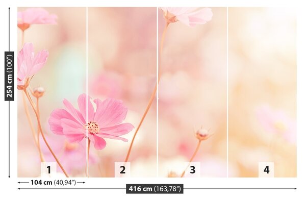 Carta da parati Fiori spaziali rosa 104x70 cm