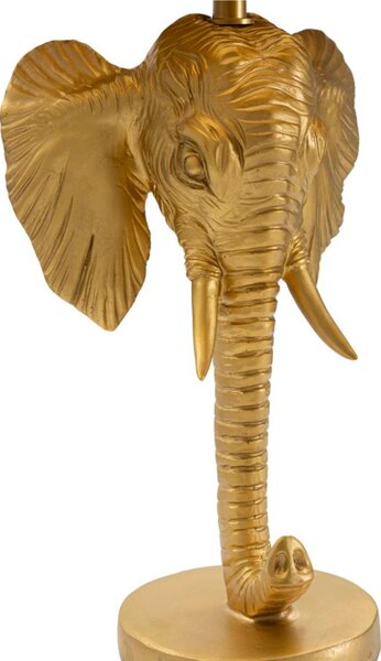 Lampada da tavolo in metallo nero con testa di Elefante dorato ELEPHANT Dimensioni � 32xh 59 cm in metallo dorato paralume in tessuto Nero