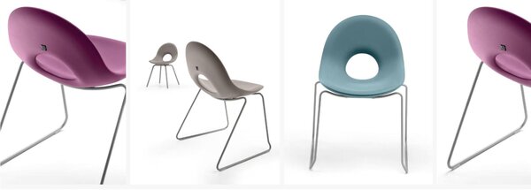 Sedia di design SET 2 Pezzi ispirata alle linee ANNI 50 CANDY in Polietilene Struttura in metallo dimensioni 56x5x58,5x83 cm