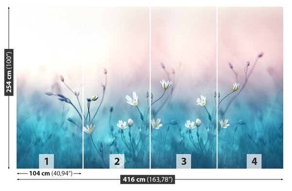 Carta da parati Fiori di campo bianco 104x70 cm
