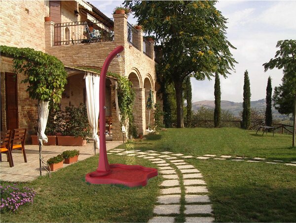 Piatto Doccia da Esterno Giardino in Polietilene HD Arkema Lake Dimensioni 107x103xh 9 cm superficie antisdrucciolo effetto pietra colore Ruby