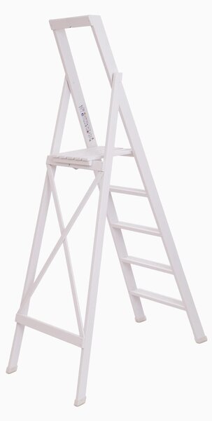 Scala Cinque gradini richiudibile BIBO 5 in Faggio Massello Dimensioni H100 cm 54x11x188 cm Peso 9 Kg Bianca Laccata