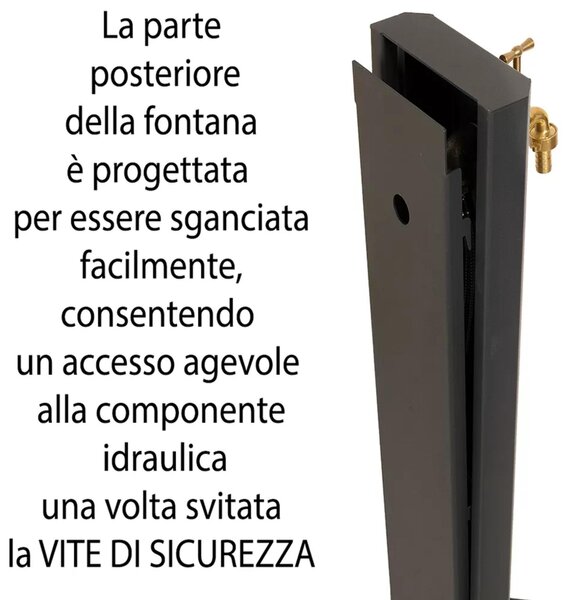 Fontana Decorativa Giardino Corten con Rubinetto Forma Schiacciata Dimensioni 20x10xh 100 cm con tubo rubinetto, flessibile e Gomito resistente al gelo Corten