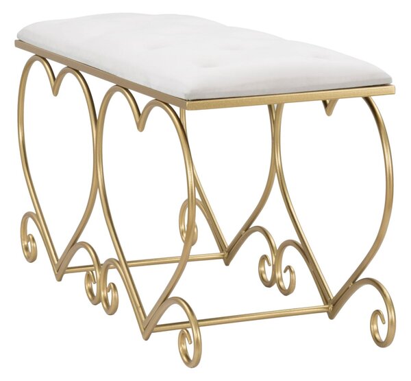 Panca in metallo dorato e tessuto Imbottito HEART CREMA Dimensioni 105x37,5x51, 5 cm peso 7,6 kg rivestimento colore crema
