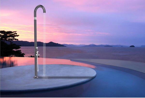 Doccia da Giardino Piscina in Resina Con Miscelatore Caldo-Freddo Dimensioni 232x30x17 cm Arkema Funny Yin Ruby - peso 9 kg design Curvo