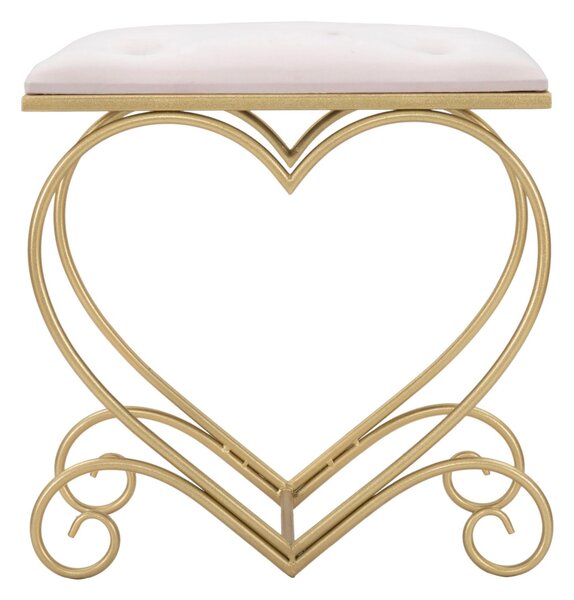 Sgabello in metallo dorato con tessuto imbottito rosa HEART ROSA Dimensioni 50x37,5x51,5 cm peso 3,5 kg rivestimento colore Rosa