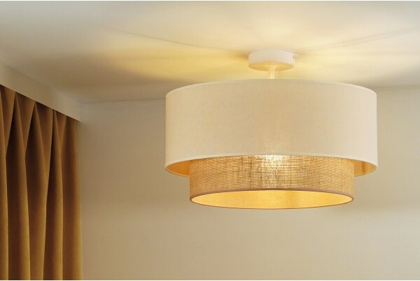 Duolla - Lampadario a plafone BOHO 1xE27/15W/230V diametro 45 cm color crema/marrone