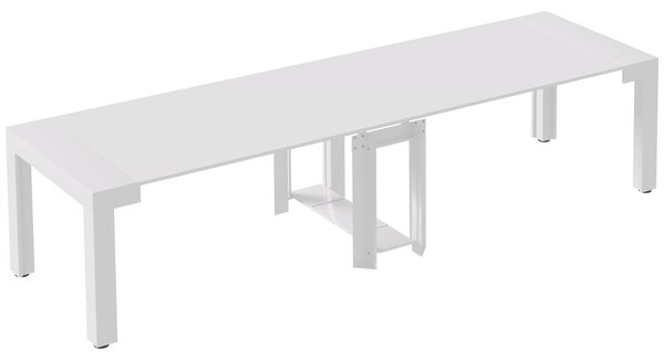 HOMCOM Tavolo da Pranzo Allungabile da 6 Persone max in MDF e Metallo per Soggiorno, Sala da Pranzo e Cucina, 45-300x90x75.5 cm, Bianco