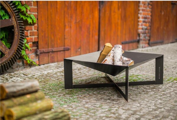Braciere Cuba 70x70 cm in Acciaio Naturale, Spessore 2mm, Altezza 30cm - Artigianale di Alta Qualit�, Prodotto in Europa