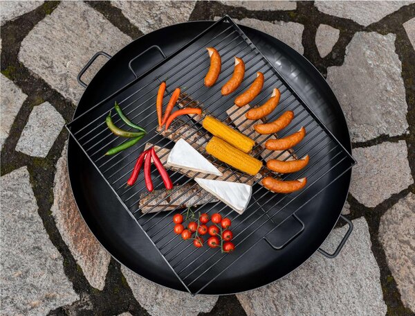 Braciere BALI 60 cm in Acciaio Naturale � Spessore 2mm, Altezza 20cm, Larghezza 68cm � Artigianale di Alta Qualit�, Made in Europe