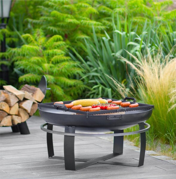 Braciere Viking da 70 cm in Acciaio Naturale - Stabile e Portatile, Fatto a Mano in Europa