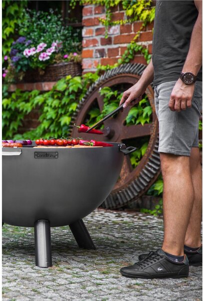 Braciere Profondo di Alta Qualit� KONGO 85 cm, in Acciaio Naturale, Spessore 3 mm, Altezza 55 cm - Prodotto Artigianale Europeo