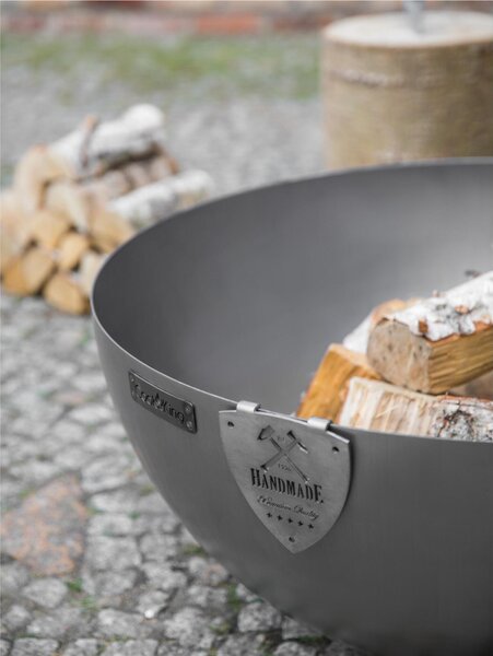 Braciere Profondo Premium 85 cm �DALLAS� in Acciaio Naturale - Spessore 3mm, Altezza 39cm, Prodotto Artigianale Europeo