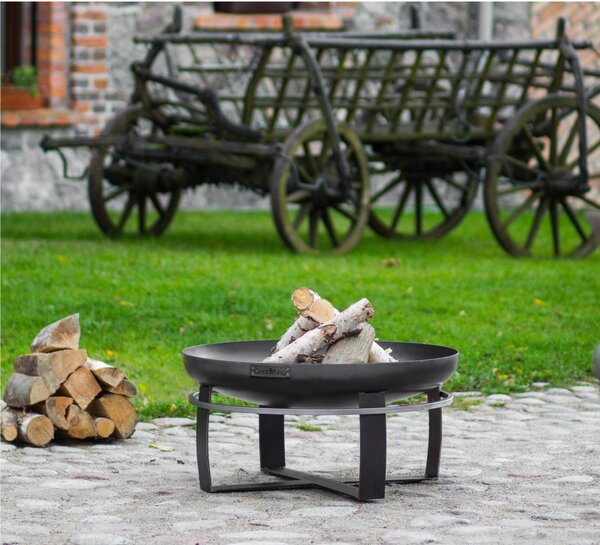 Braciere VIKING in Acciaio Naturale da Diametro 100xh 37 cm - peso 21 kg Artigianale e Robusto, Ideale per Esterni, Made in Europe