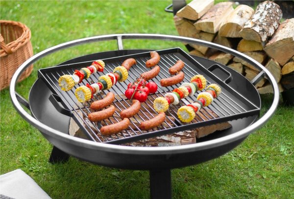 Braciere PORTO 70 cm in Acciaio Naturale - Spessore 2mm, Altezza 39cm, Peso 13kg - Alta Qualit� Artigianale Europea