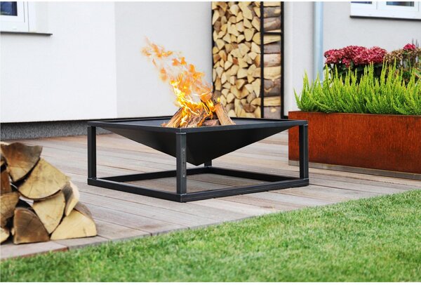 Braciere Quadrato SQUARE Dimensioni 70x70 cm in Acciaio Naturale - Spessore 2mm, Altezza Totale 30cm, Prodotto Artigianale di Alta Qualit� Made in Europe