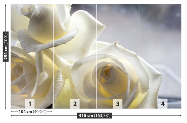 Carta da parati Rose bianche 104x70 cm