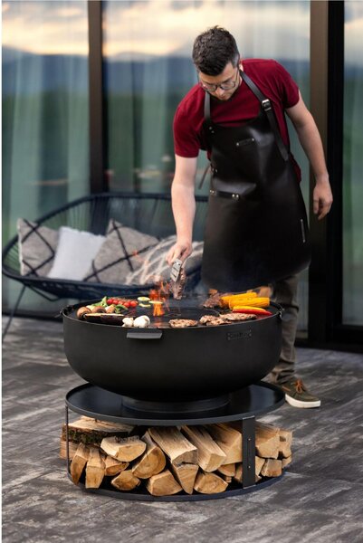 Braciere XXL PALERMO 80 cm in Acciaio Naturale, Spessore 2mm, Altezza 35cm - Alta Qualit� Artigianale Europea