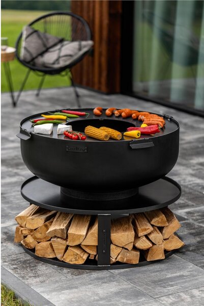 Braciere in Acciaio Naturale XXL PALERMO 60 cm - Spessore 2mm, Altezza 33cm, Prodotto Artigianale Europeo