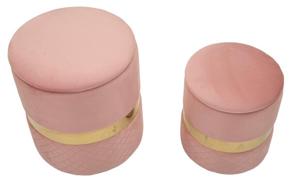 Pouf SET 2 pezzi dal caldo tono Crema uniscono design moderno e funzionalit� Dimensioni � 37X42-28X35 , colore Rosa e ORO