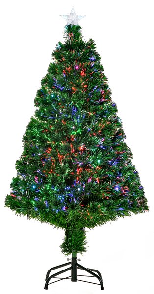 HOMCOM Albero di Natale a Fibre Ottiche 120cm Albero di Natale Artificiale con 16 Luci LED di 3 Colori e Rami in PVC