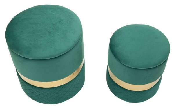 Pouf SET 2 pezzi dal caldo tono Crema uniscono design moderno e funzionalit� Dimensioni � 37X42-28X35 , colore Verde e ORO