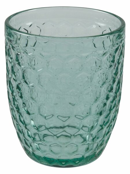 Bicchieri ACQUA set 6 in Vetro Superficie Lavorata A rilievo GEOMETRIE , diametro 8,5 x h 9 cm 350 Ml colore multicolor