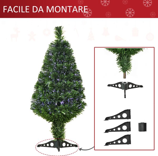 HOMCOM albero di natale con luci albero di natale fibre ottiche albero di natale pvc albero di natale artificiale Verde Diametro 48 × 90cm|Aosom