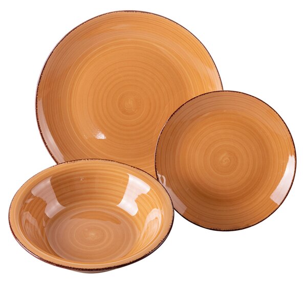 Servizio Piatti Set 6 posti tavola 18 pezzi LInea Baita Chocolate , in Gres colore Cioccolato