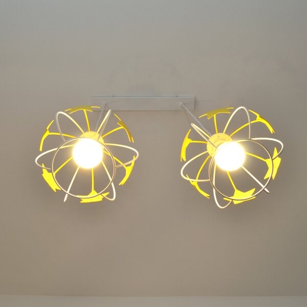 Lampadario a sospensione per bambini STARS 2xE27/15W/230V giallo/bianco