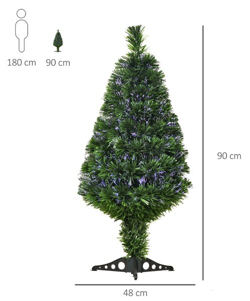 HOMCOM albero di natale con luci albero di natale fibre ottiche albero di natale pvc albero di natale artificiale Verde Diametro 48 × 90cm|Aosom