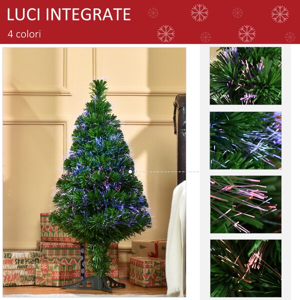 HOMCOM albero di natale con luci albero di natale fibre ottiche albero di natale pvc albero di natale artificiale Verde Diametro 48 × 90cm|Aosom