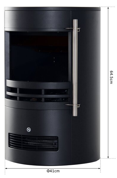 HOMCOM Camino Elettrico da Terra Potenza 900W/2000W con Effetto Fiamma 41 × 41 × 64.5cm Nero|Aosom