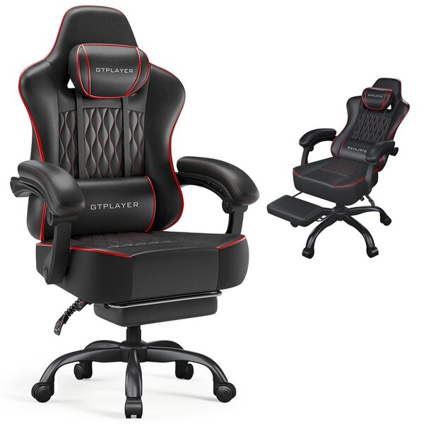Sedia da gaming GTPLAYER, sedia da ufficio, sedia ergonomica per PC, sedia girevole regolabile in altezza, braccioli con meccanismo sincronizzato, cuscino lombare, poggiatesta