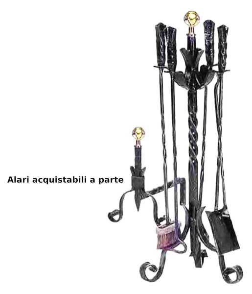 Gruppo per camino in Ferro battuto TORCIGLIONE 28x h 80 cm - Peso 6.50 kg lavorazione artigianale in stile classico made In Italy 100x100