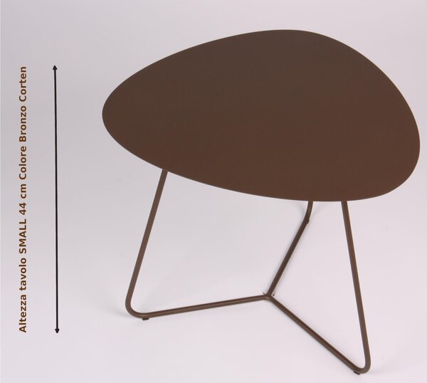 Coppia Tavolinetti da salotto forma ovoidale BIG e SMALL MOD.STONE dimensioni 66x72x 49 h cm - 54x48x 44 h cm design moderno colore Ottone Brunito, Bronzo Corten
