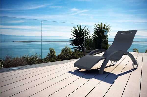 Lettino chaise longue Inclinabile con Ruote, per Bordo Piscina, SPA, Arkema Design Serendipity Dimensioni 144-171x59x h 69-100 cm -14 kg Antracite