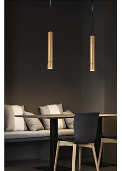 Lampada a sospensione struttura in metallo cromato modello Turbo Dimensioni 5x8,5xh 40 MAX 110 cm 1x Max 40 Watt 1,2 kg e colore Oro Satinato