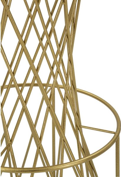 Tavolo bar Tower New, design slanciato Struttura dorata intrecciata dimensioni � 70x h103 cm ripiano nero telaio Oro