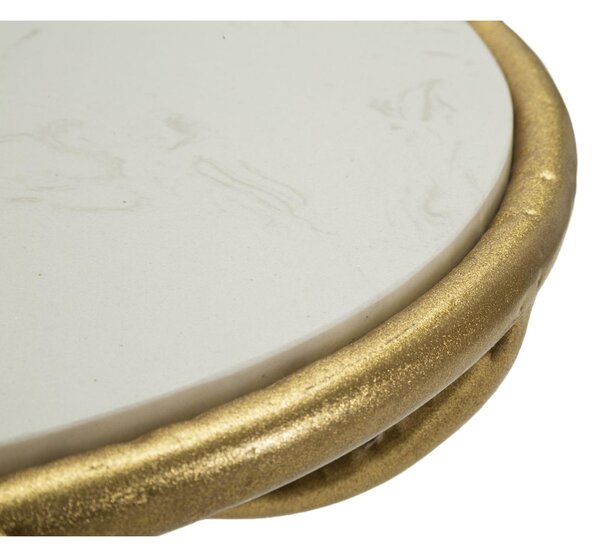 Tavolinetto rotondo, design dorato con motivi di foglie dimensioni � 38X60 cm GOLD AND WHITE