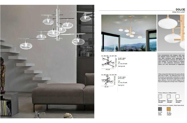 Applique con in Vetro collezione DOLCE Dimensioni � 15 x h15 cm con 1 sfera Trasparentre satinata G9 1 x max 25 Watt