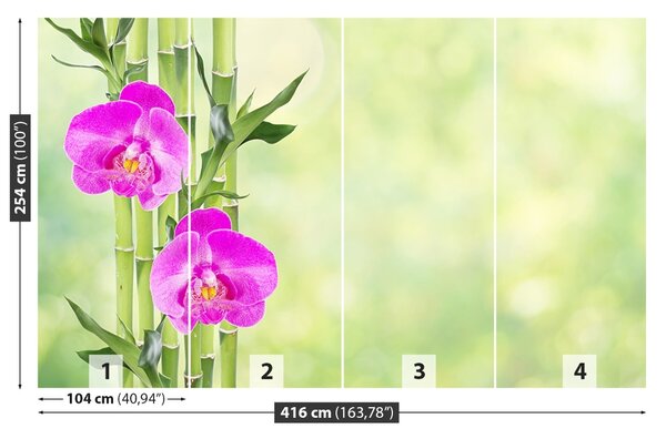 Carta da parati Orchidea e bambù 104x70 cm