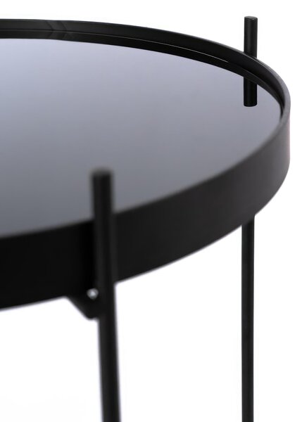 Tavolino Marissa Design twist 38x38x43h, Top nero, Base nero, Top Vetro temperato, Base Metallo
