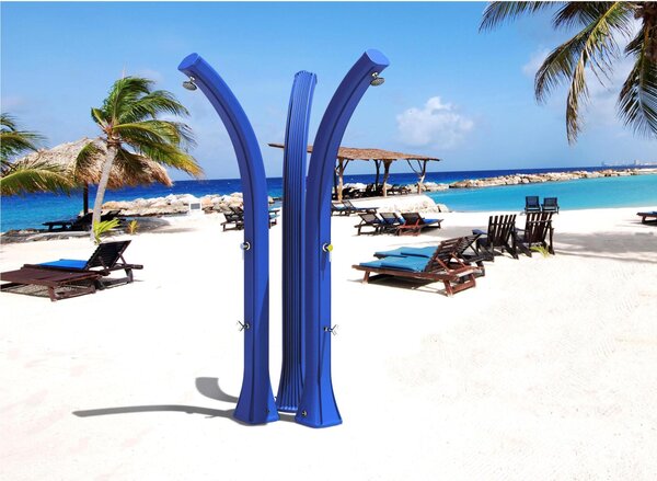 Doccia da Esterno in Resina A riscaldamento solare HAPPY XL CON LAVAPIEDI 35 lt Dimensioni 26x20,5x h 220 cm - peso 13 kg Colore BLU
