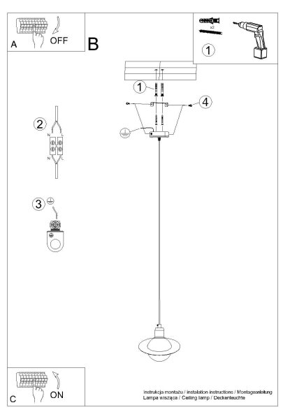Sollux SL.1358 - Lampadario a sospensione con filo HYPERION 1xG9/8W/230V nero