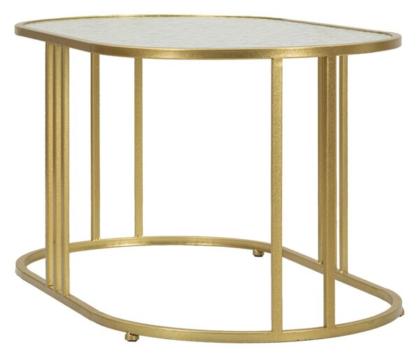 Tavolo da caff� ANTALIA design elegante con doppio piano effetto marmo dimensioni 90x90x 45 cm struttura dorata