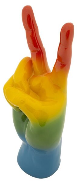 Mano Statuetta Gesto Rainbow Vittoria Dimensioni 14x10xh 36 cm in resina decorata a mano colore multicolor