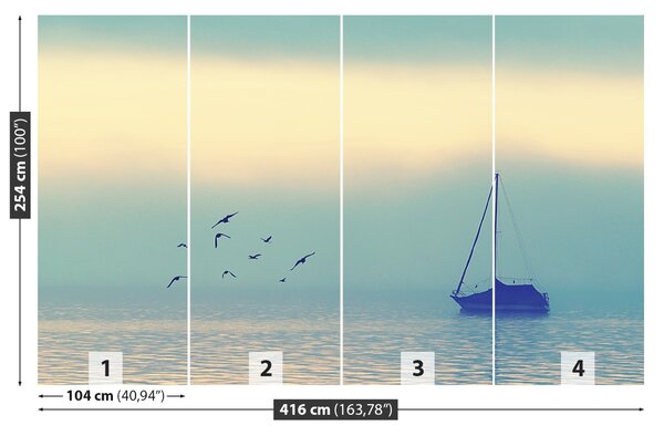 Carta da parati Barca a vela del lago 104x70 cm