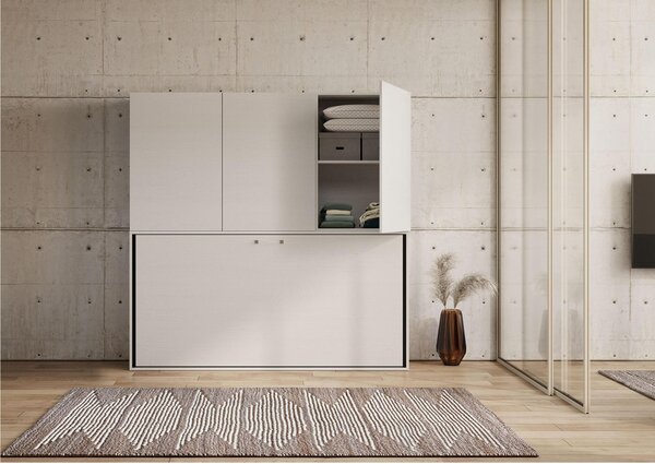 Letto a scomparsa Kando D singolo, Incluso Materasso Chiuso Occupa solo 39 cm di profondit�, Dimensioni chiuso 200x39xh 194 cm struttura in legno colore Bianco Frassino