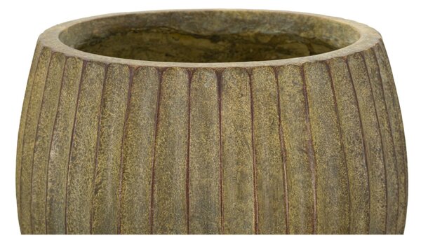 Vaso Forma Rotonda a due stadi ,Rustico, � 25x h 52.00 cm - Foro 17 cm in texture scanalata Colore naturale Verde sporco
